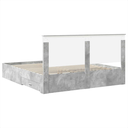 vidaXL Bettrahmen mit Kopfteil Beton Grau 200 x 200 cm Holzwerkstoff