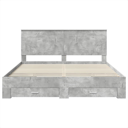 vidaXL Bettrahmen mit Kopfteil Beton Grau 200 x 200 cm Holzwerkstoff