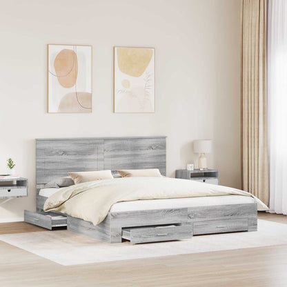 vidaXL Bettrahmen Graues Sonoma 200 x 200 cm Holzwerkstoff