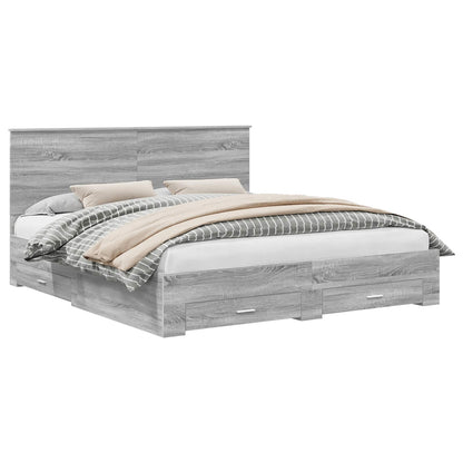 vidaXL Bettrahmen Graues Sonoma 200 x 200 cm Holzwerkstoff
