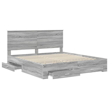 vidaXL Bettrahmen Graues Sonoma 200 x 200 cm Holzwerkstoff
