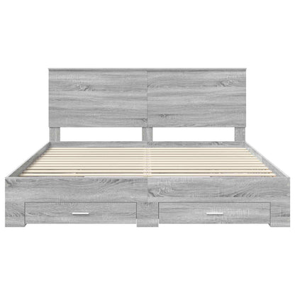 vidaXL Bettrahmen Graues Sonoma 200 x 200 cm Holzwerkstoff