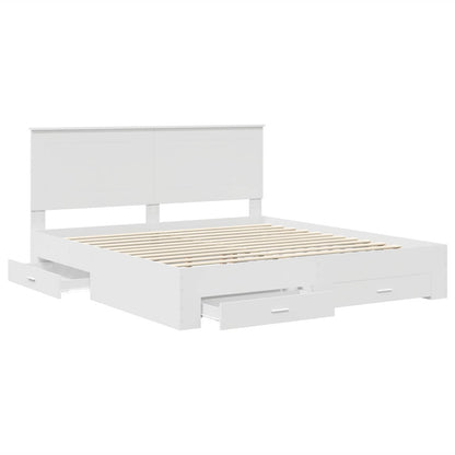 Bettrahmen mit Kopfteil Weiß 180 x 200 cm Holzwerkstoff