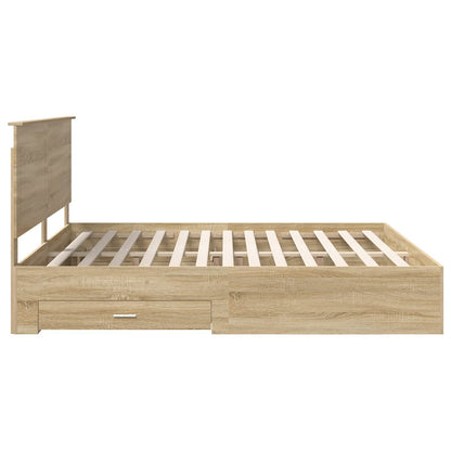 vidaXL Bettrahmen mit Kopfteil Sonoma-Eiche 180 x 200 cm Holzwerkstoff