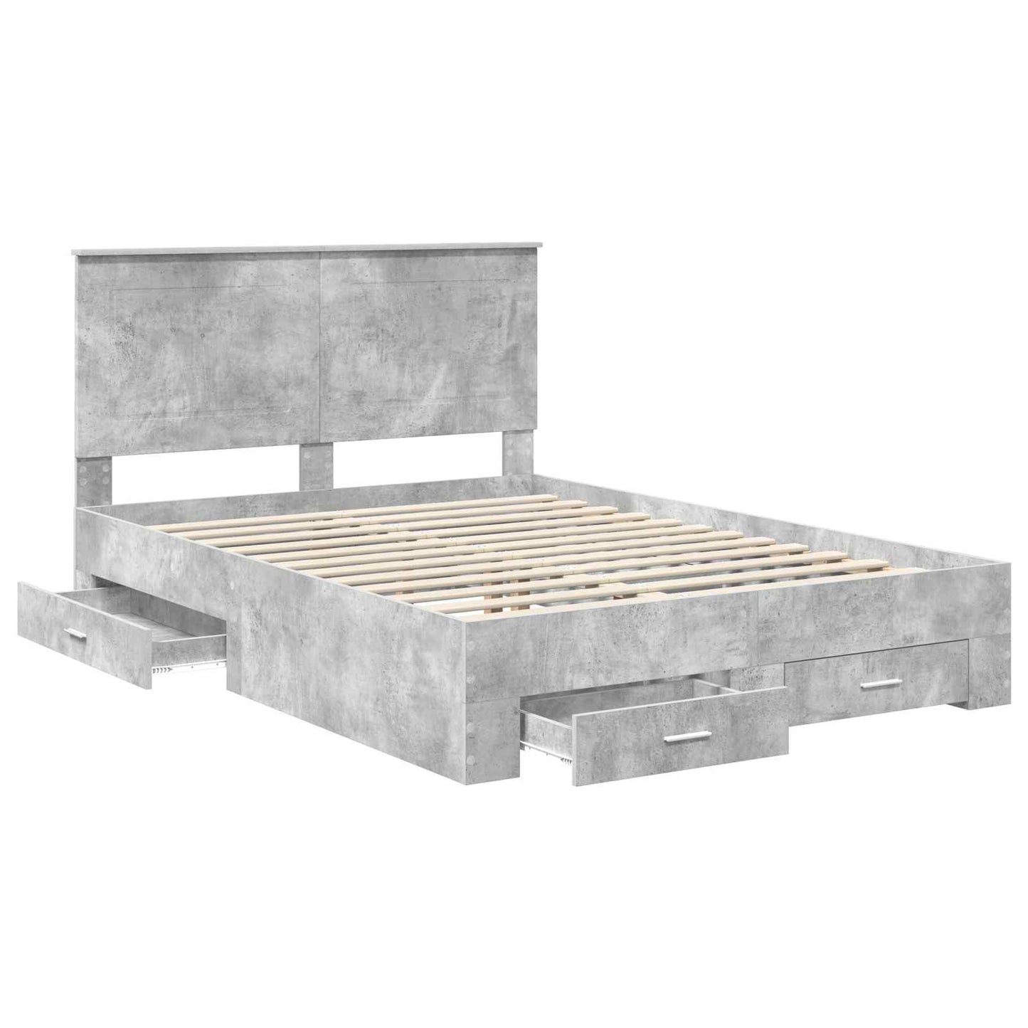 vidaXL Cadre de lit avec tête de lit gris béton 150 x 200 cm bois d'ingénierie