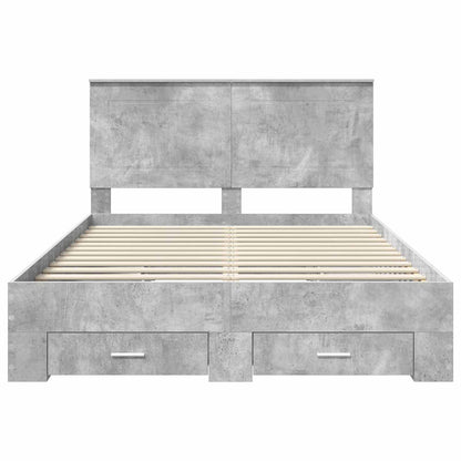 vidaXL Cadre de lit avec tête de lit gris béton 150 x 200 cm bois d'ingénierie