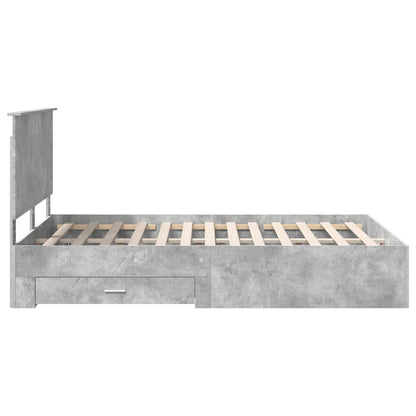 vidaXL Cadre de lit avec tête de lit gris béton 150 x 200 cm bois d'ingénierie