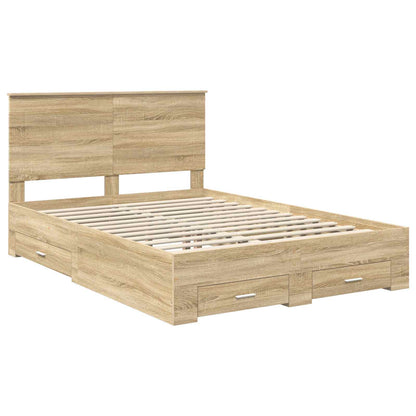 vidaXL Bettrahmen mit Kopfteil Sonoma-Eiche 140 x 190 cm Holzwerkstoff