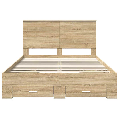 vidaXL Bettrahmen mit Kopfteil Sonoma-Eiche 140 x 190 cm Holzwerkstoff