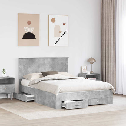vidaXL Bettrahmen mit Kopfteil Beton Grau 140 x 200 cm Holzwerkstoff