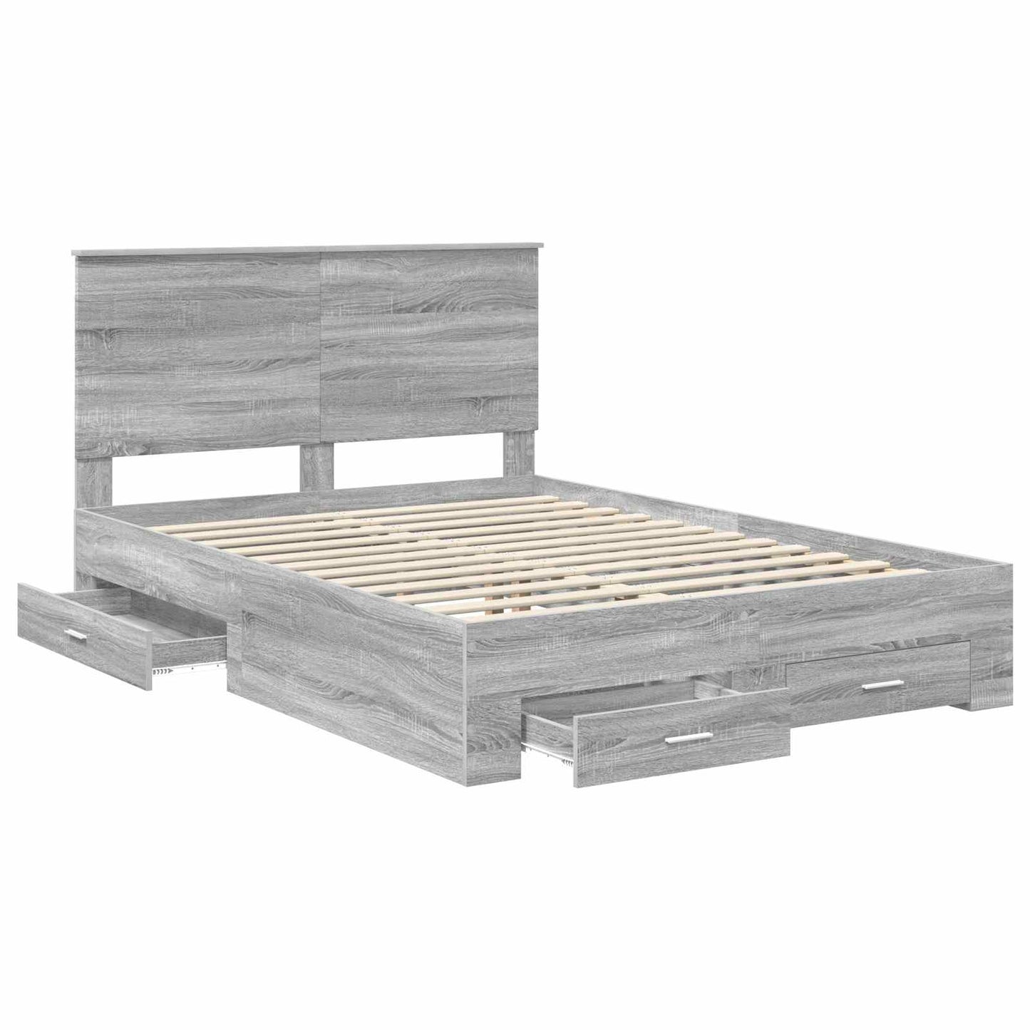 vidaXL Bettrahmen Graues Sonoma 140 x 200 cm Holzwerkstoff