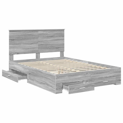 vidaXL Bettrahmen Graues Sonoma 140 x 200 cm Holzwerkstoff