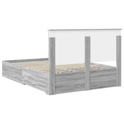 vidaXL Bettrahmen Graues Sonoma 140 x 200 cm Holzwerkstoff