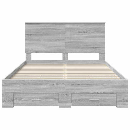 vidaXL Bettrahmen Graues Sonoma 140 x 200 cm Holzwerkstoff