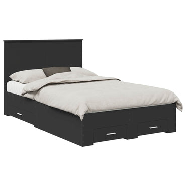 vidaXL Bettrahmen mit Kopfteil Schwarz 135 x 190 cm Holzwerkstoff