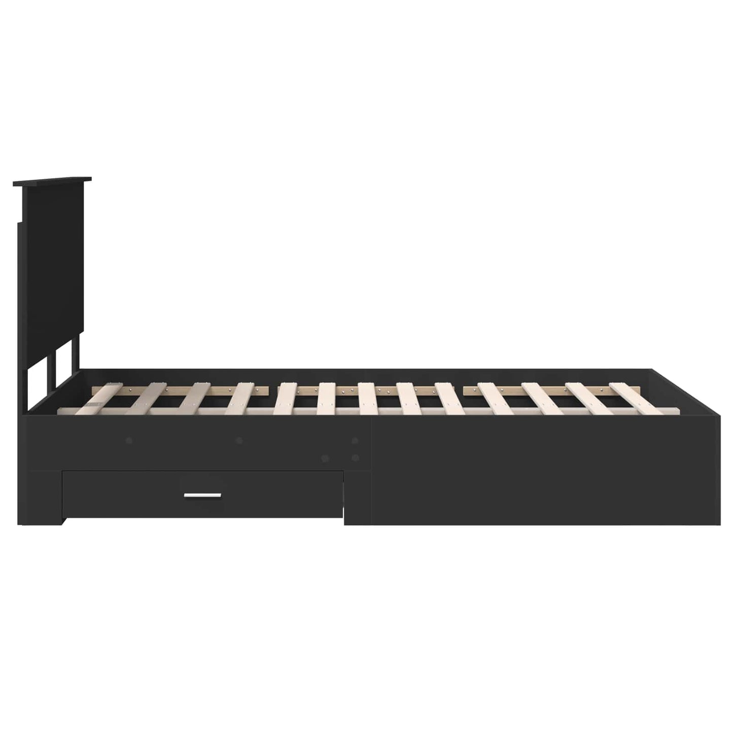 vidaXL Bettrahmen mit Kopfteil Schwarz 135 x 190 cm Holzwerkstoff