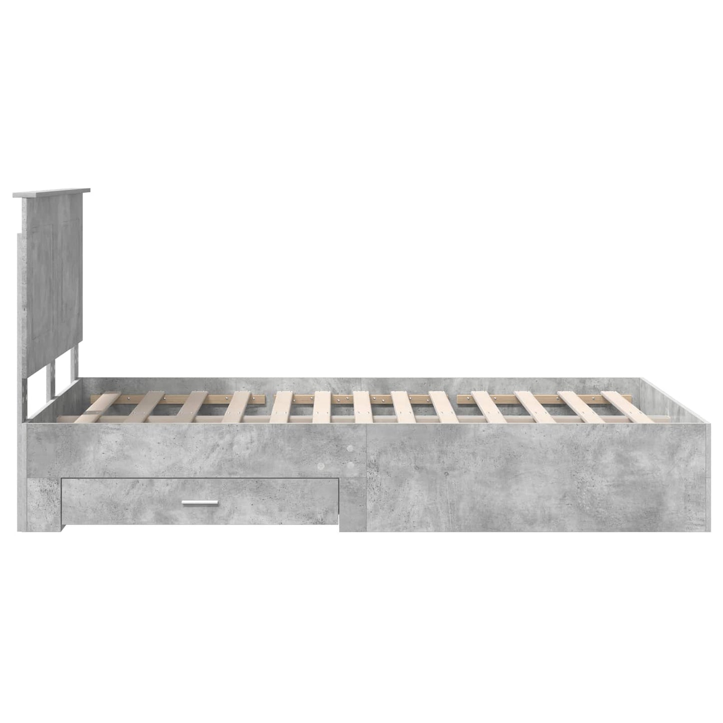 Bettrahmen mit Kopfteil Beton Grau 135 x 190 cm Holzwerkstoff