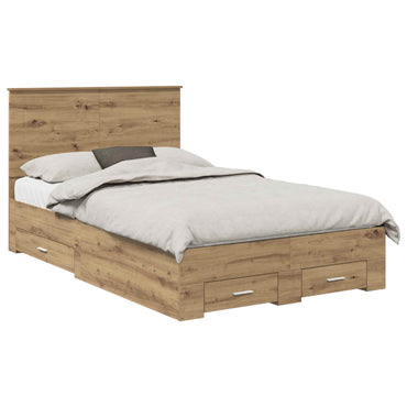 vidaXL Bettrahmen Artisan-Eiche 135 x 190 cm Holzwerkstoff
