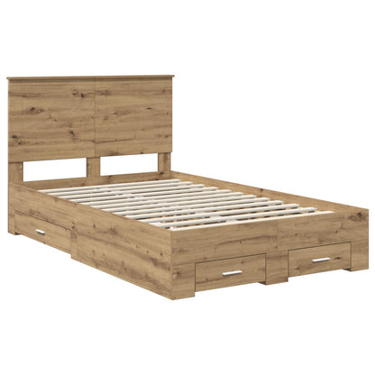 vidaXL Bettrahmen Artisan-Eiche 135 x 190 cm Holzwerkstoff