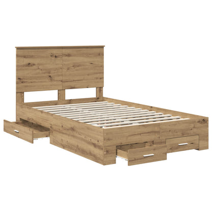 vidaXL Bettrahmen Artisan-Eiche 135 x 190 cm Holzwerkstoff