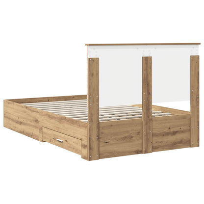 vidaXL Bettrahmen Artisan-Eiche 135 x 190 cm Holzwerkstoff