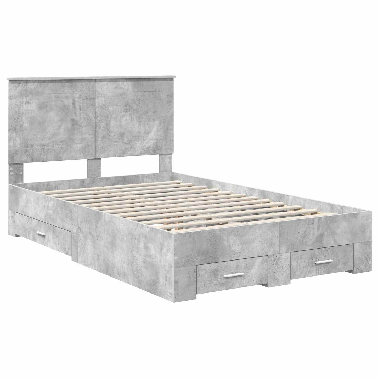 vidaXL Bettrahmen mit Kopfteil Beton Grau 120 x 190 cm Holzwerkstoff