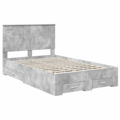 vidaXL Bettrahmen mit Kopfteil Beton Grau 120 x 190 cm Holzwerkstoff