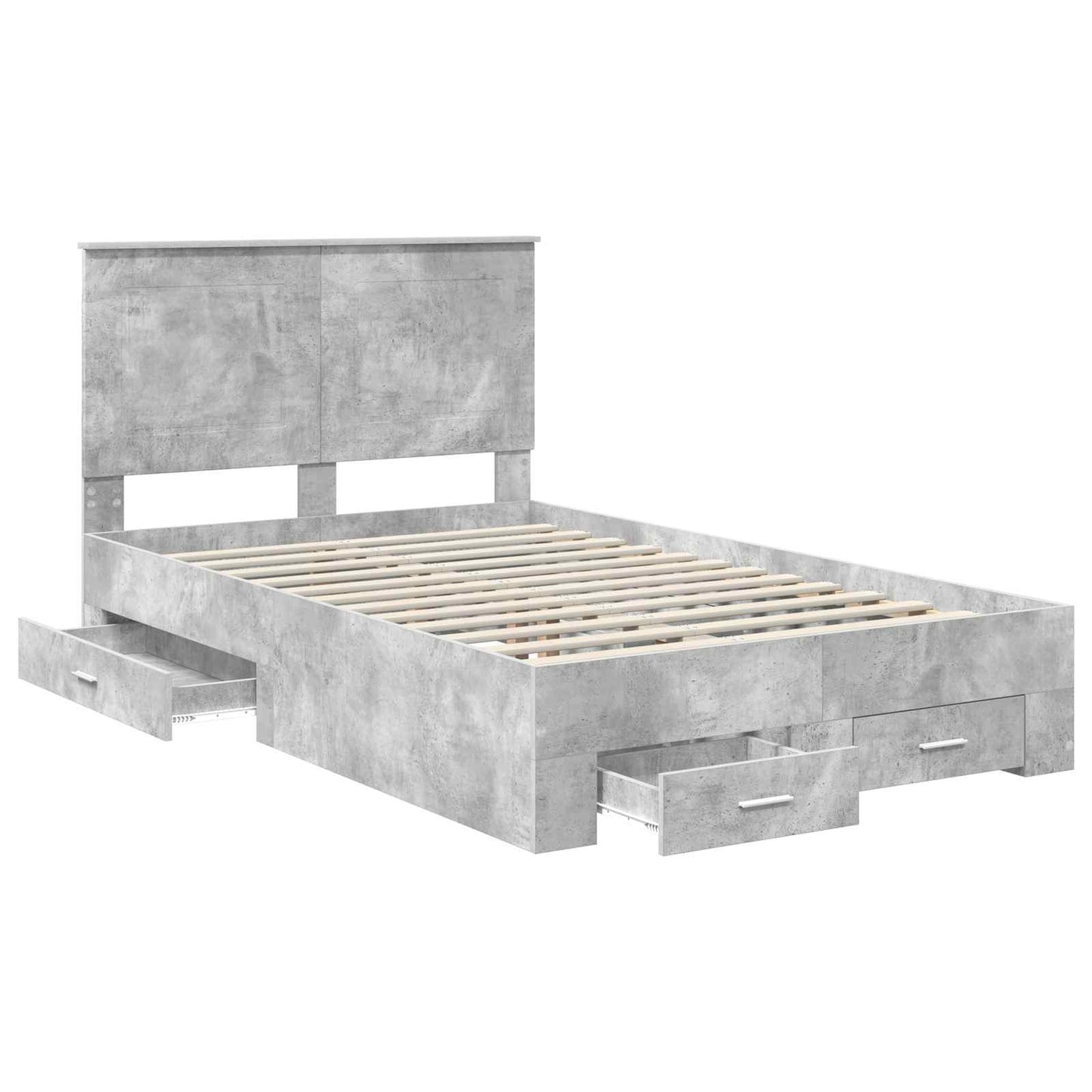 vidaXL Bettrahmen mit Kopfteil Beton Grau 120 x 190 cm Holzwerkstoff