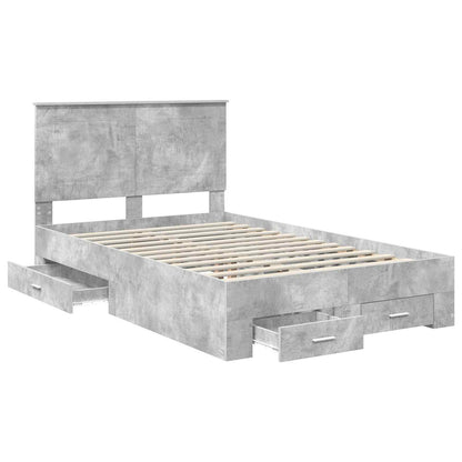 vidaXL Bettrahmen mit Kopfteil Beton Grau 120 x 190 cm Holzwerkstoff
