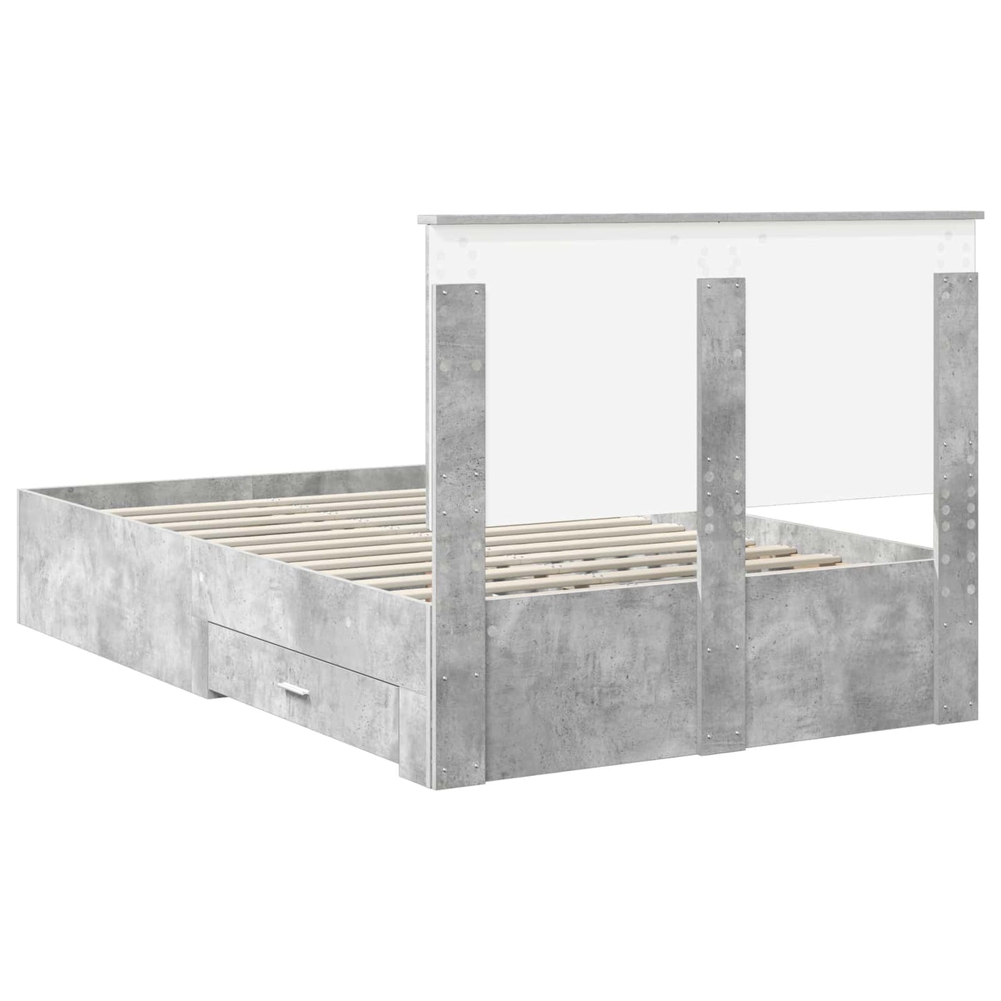 vidaXL Bettrahmen mit Kopfteil Beton Grau 120 x 190 cm Holzwerkstoff