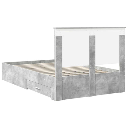vidaXL Bettrahmen mit Kopfteil Beton Grau 120 x 190 cm Holzwerkstoff