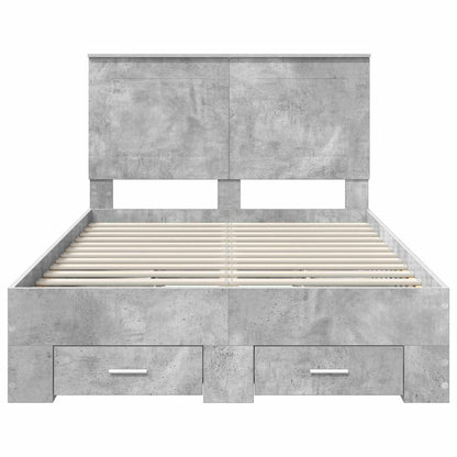 vidaXL Bettrahmen mit Kopfteil Beton Grau 120 x 190 cm Holzwerkstoff