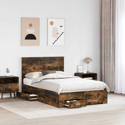 vidaXL Cadre de lit Chêne fumé 120 x 190 cm Bois d'ingénierie