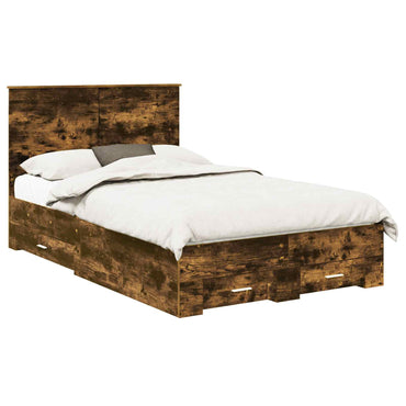 vidaXL Cadre de lit Chêne fumé 120 x 190 cm Bois d'ingénierie