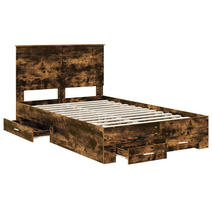 vidaXL Cadre de lit Chêne fumé 120 x 190 cm Bois d'ingénierie