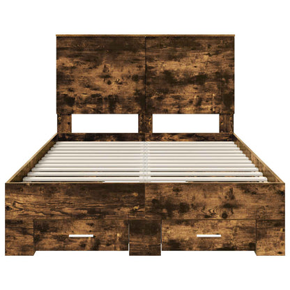 vidaXL Cadre de lit Chêne fumé 120 x 190 cm Bois d'ingénierie