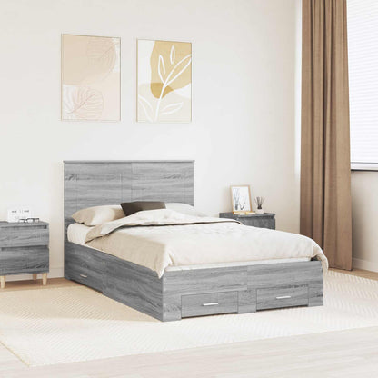 vidaXL Bettrahmen Graues Sonoma 120 x 190 cm Holzwerkstoff
