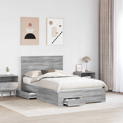 vidaXL Bettrahmen Graues Sonoma 120 x 190 cm Holzwerkstoff