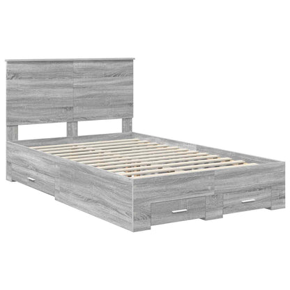 vidaXL Bettrahmen Graues Sonoma 120 x 190 cm Holzwerkstoff