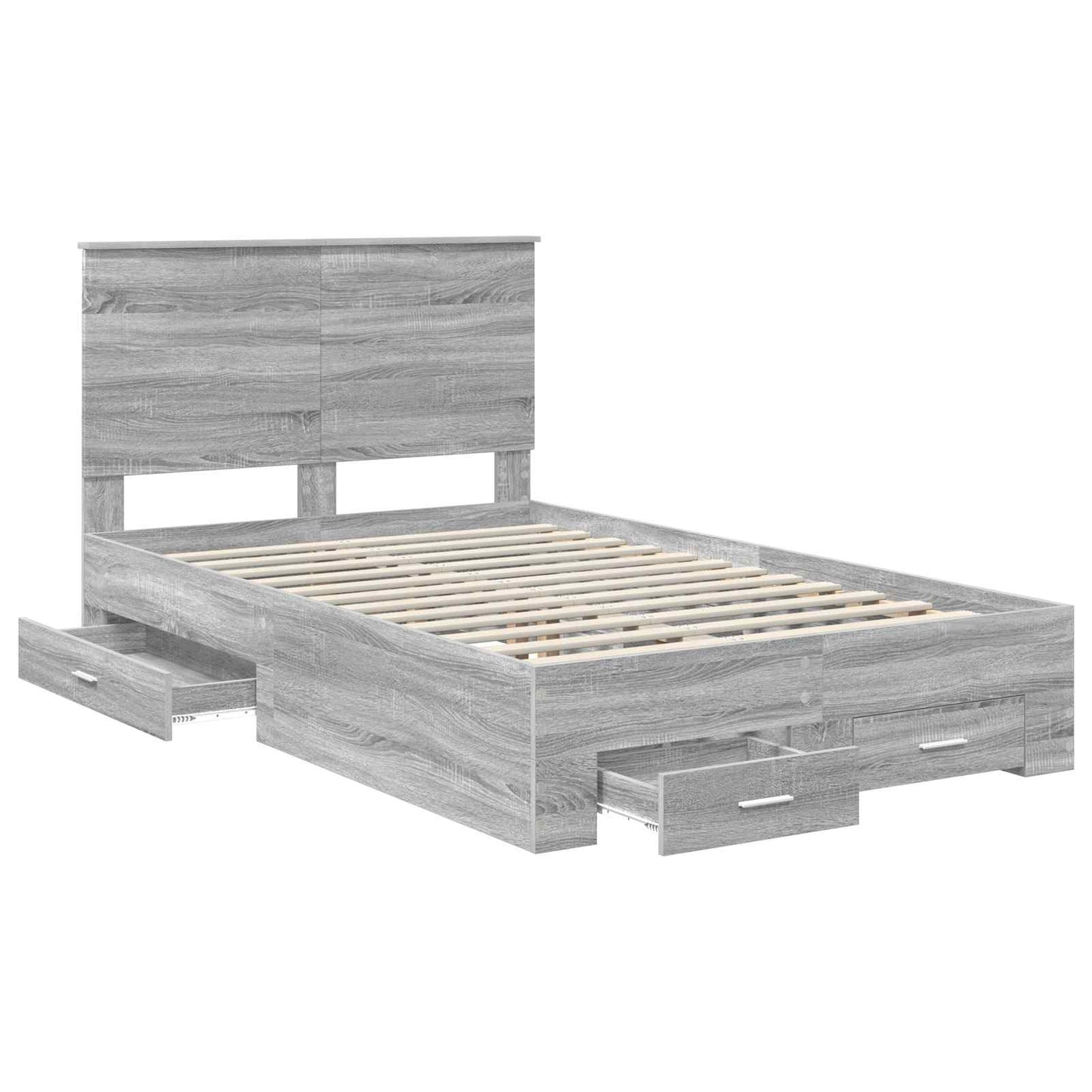 vidaXL Bettrahmen Graues Sonoma 120 x 190 cm Holzwerkstoff