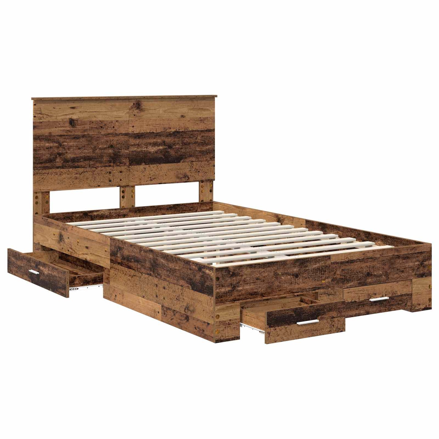 vidaXL Bettrahmen mit Kopfteil Altholz 120 x 190 cm Holzwerkstoff
