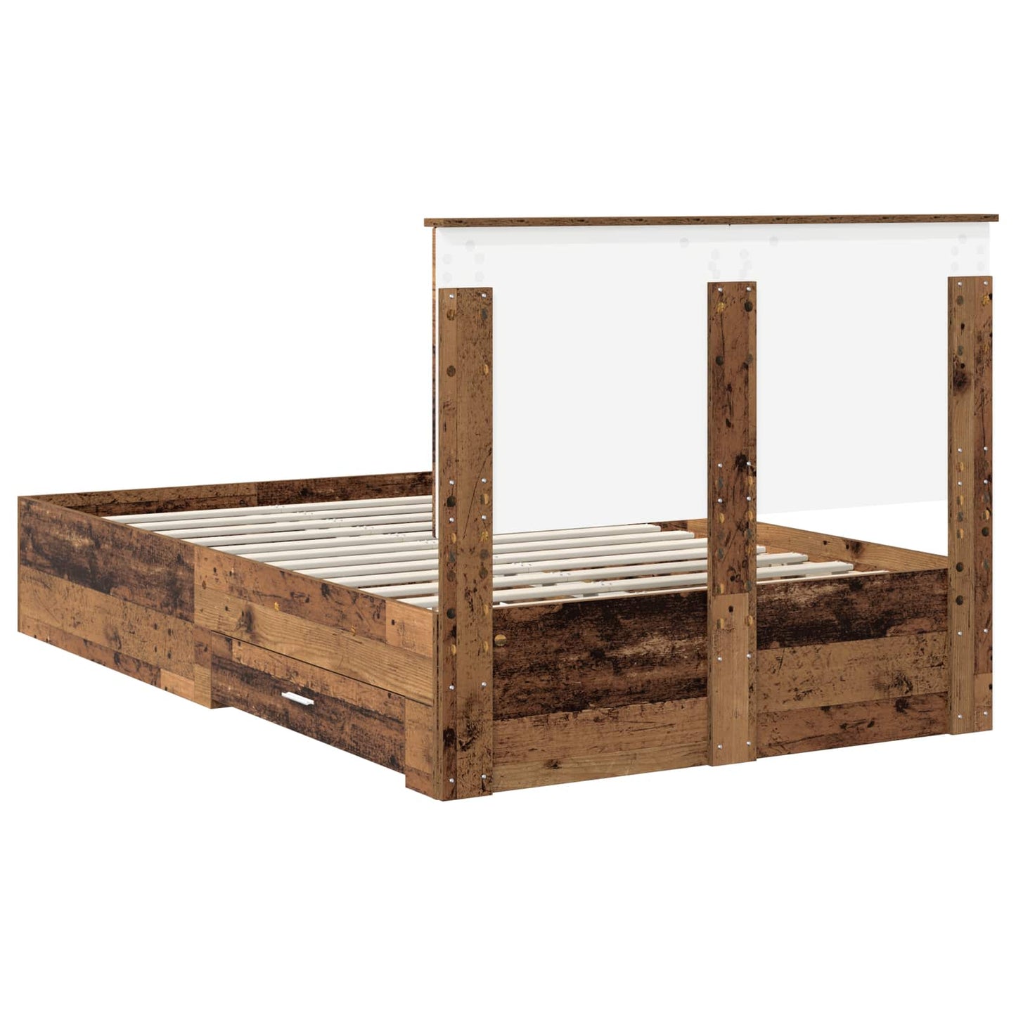 vidaXL Bettrahmen mit Kopfteil Altholz 120 x 190 cm Holzwerkstoff
