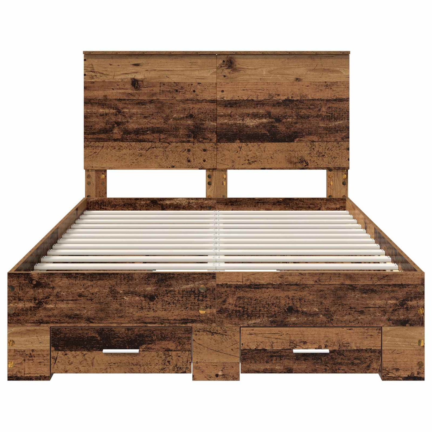 vidaXL Bettrahmen mit Kopfteil Altholz 120 x 190 cm Holzwerkstoff