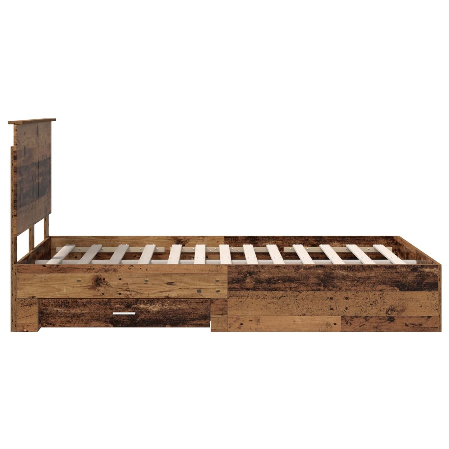vidaXL Bettrahmen mit Kopfteil Altholz 120 x 190 cm Holzwerkstoff