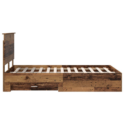 vidaXL Bettrahmen mit Kopfteil Altholz 120 x 190 cm Holzwerkstoff