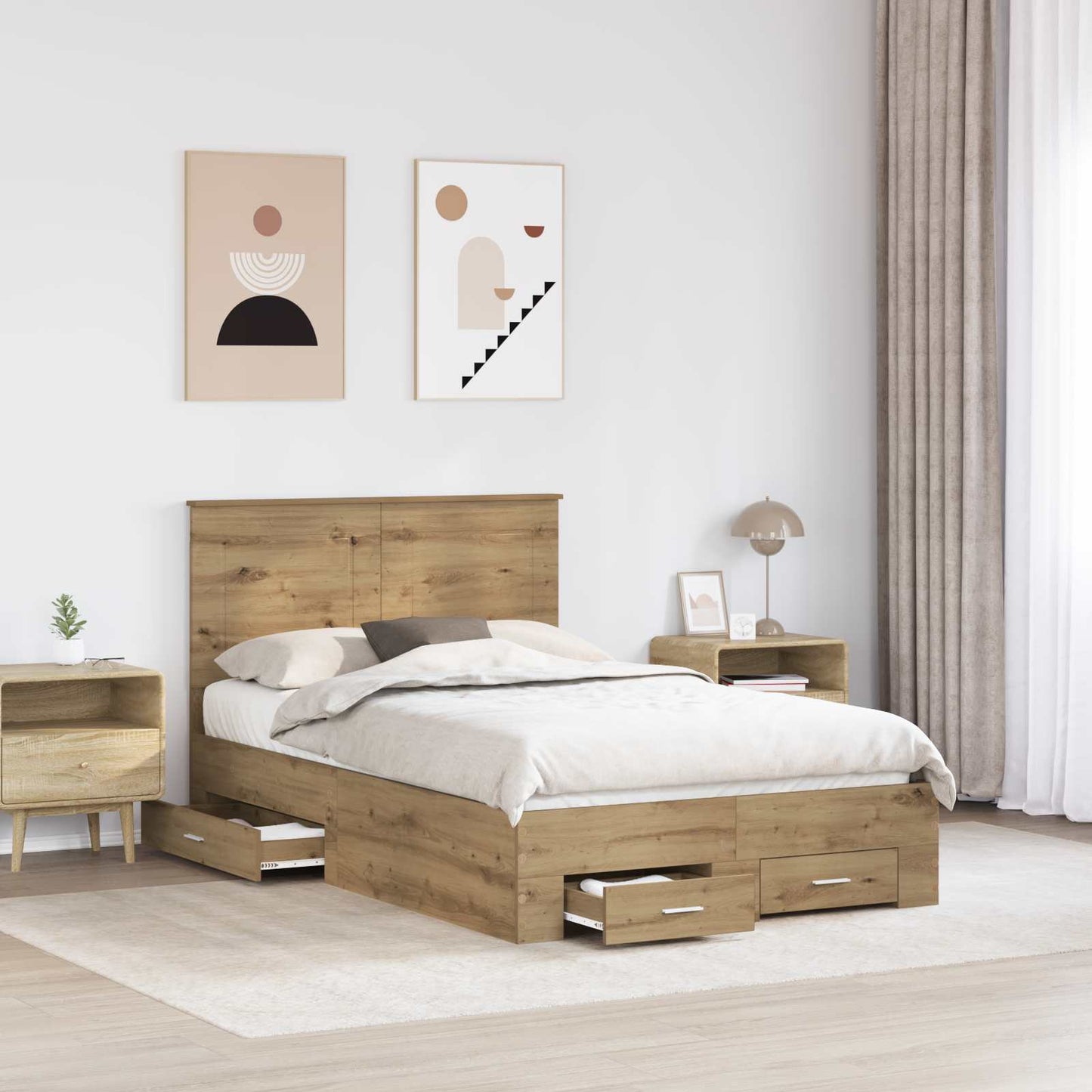 vidaXL Bettrahmen Artisan-Eiche 120 x 190 cm Holzwerkstoff