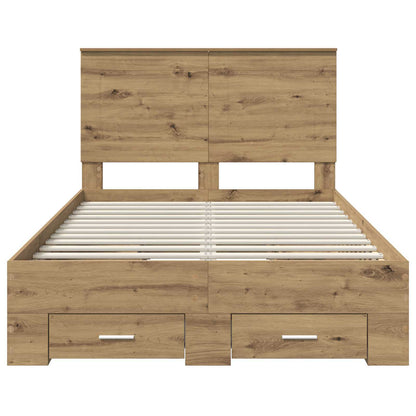 vidaXL Bettrahmen Artisan-Eiche 120 x 190 cm Holzwerkstoff