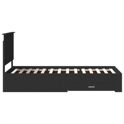 Bettrahmen Schwarz und Silber 100 x 200 cm Holzwerkstoff