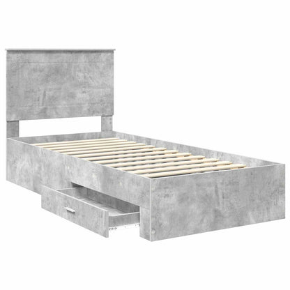vidaXL Bettrahmen mit Kopfteil Beton Grau 100 x 200 cm Holzwerkstoff