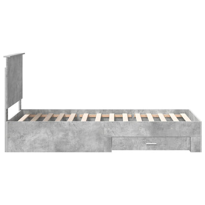 vidaXL Bettrahmen mit Kopfteil Beton Grau 100 x 200 cm Holzwerkstoff